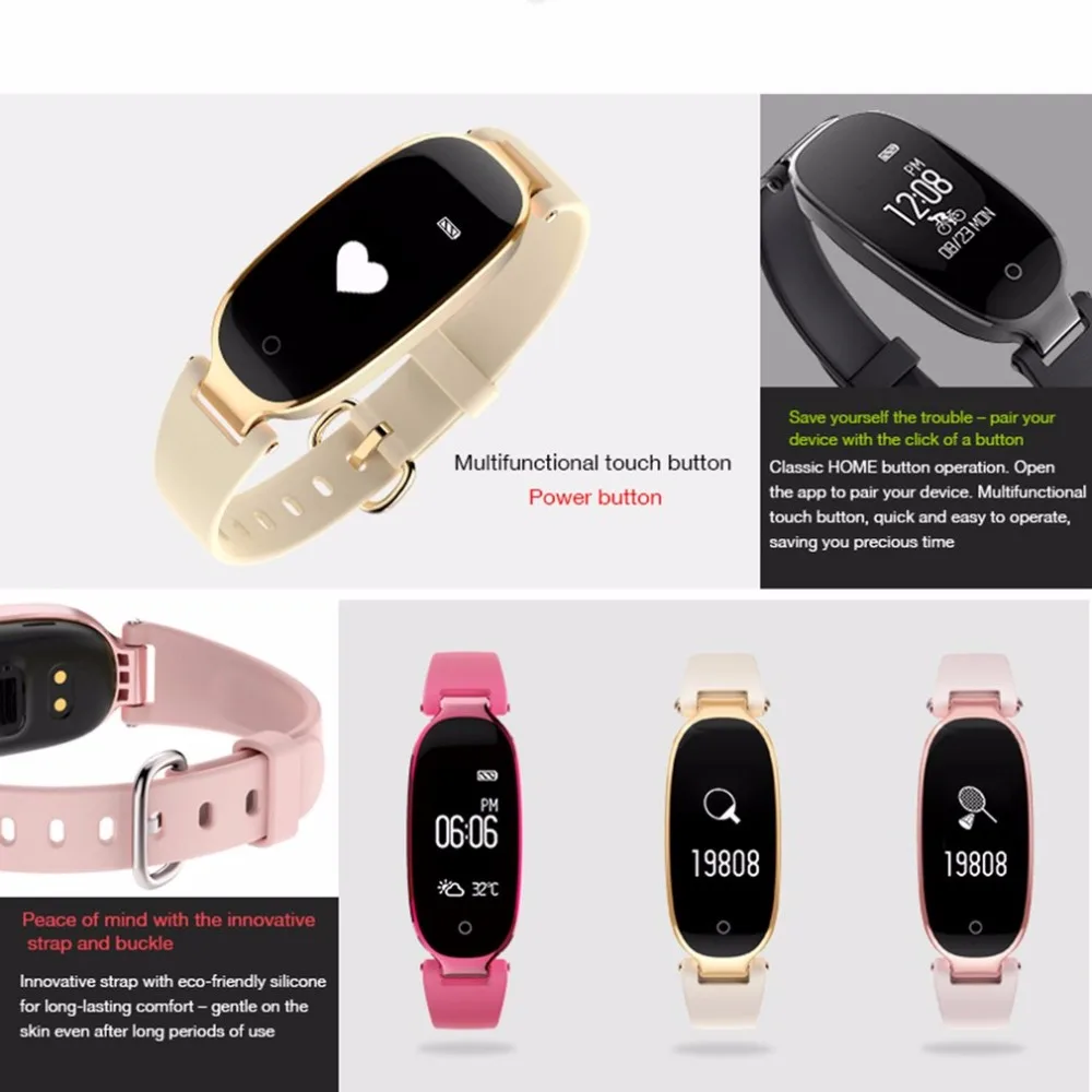 S3 Bluetooth водонепроницаемые Смарт-часы модные женские часы под платье монитор