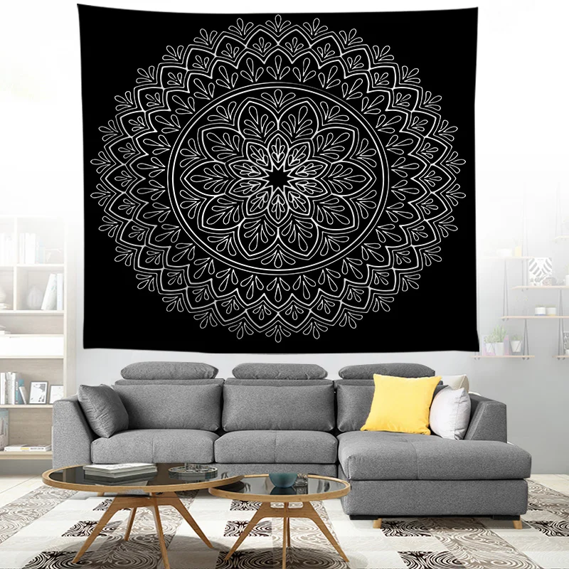 ZEIMON черный Мандала напечатанный настенный гобелен домашний декор Boho