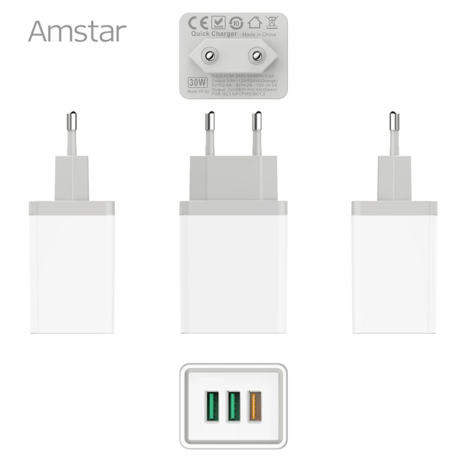 Амстар Quick Charge 3 0 30 Вт USB зарядное устройство настенное QC3.0 дорожное адаптер для