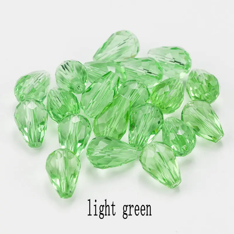 light green Высокое качество 6X8 мм, 8X10 мм Кристал, слезинка Форма Бисер стеклянные бусины Свободные Распорки Круглые бусины для самостоят - Цвет: light green