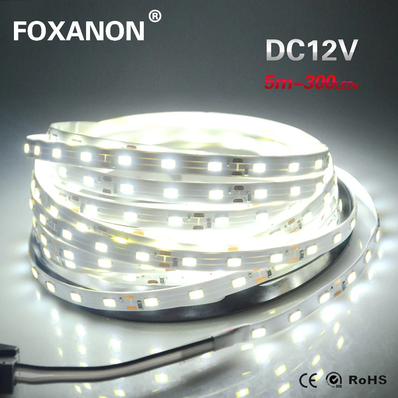 5 м/рулон 300 Светодиодная лента 5630 SMD лампа лента более яркая, чем 2835 3528 5050 белый/теплый белый для декоративной