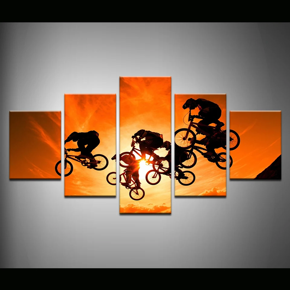 5 шт. CanvasPrint Bmx велосипед Мотокросс картин Hd постер и принты холст для Гостиной