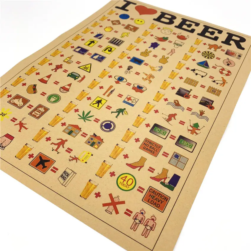 I LOVE BEER FUN винтажные постеры креативные крафт бумага живопись бар паб