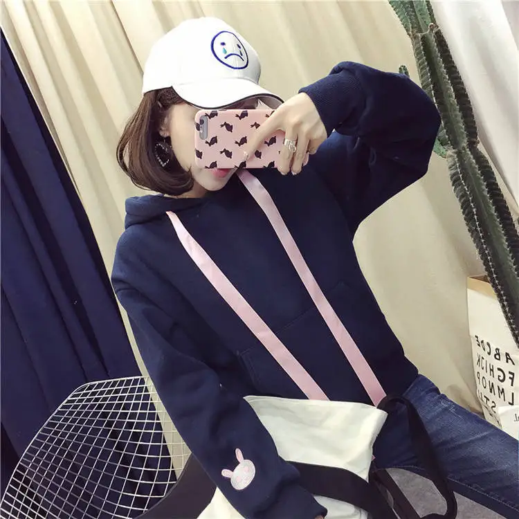 Милый кавайный Кот уха женские толстовки Sweasthirts Плюс Размер Твердые модные новые