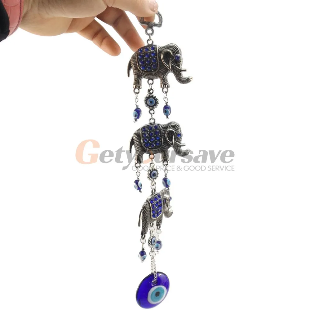 3 счастливых слона турецкие голубые глаза Назар амулет настенная защита домашний