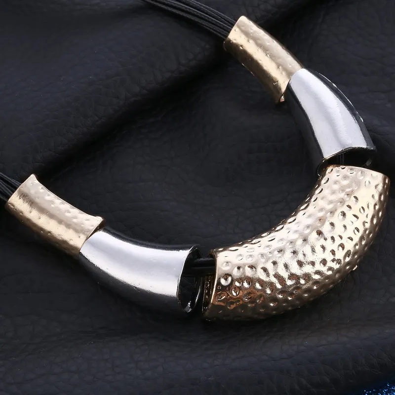 Женское кожаное ожерелье чокер винтажное массивное с бусинами макси|jewelry stone