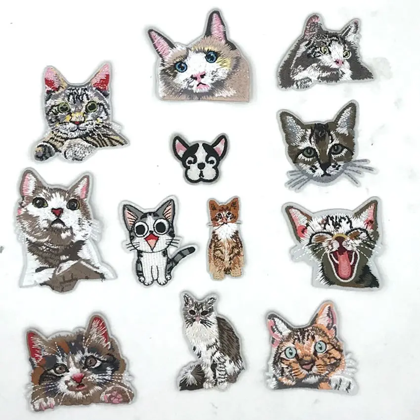 1 шт. накладки для одежды с кошкой вышитые патчи приклеивания утюгом аппликацией
