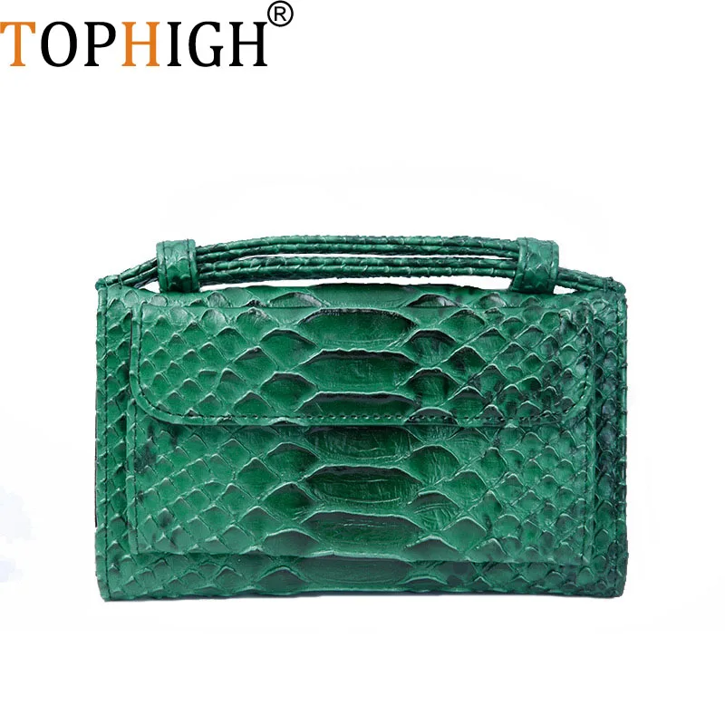 TOPHIGH женская сумка из натуральной кожи со змеиным рисунком вечерние клатч сумки