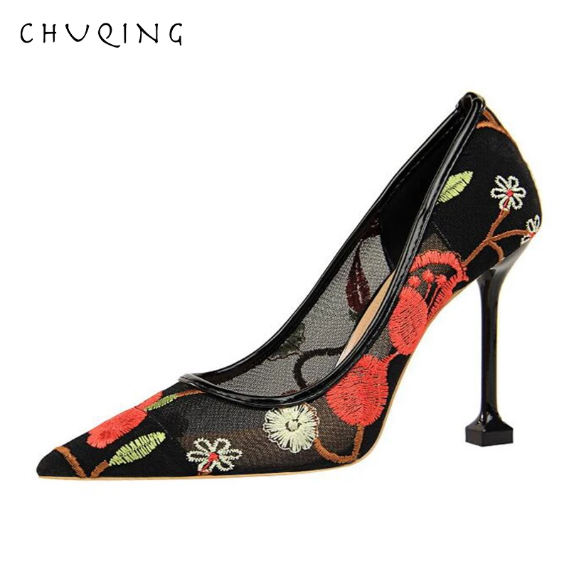 CHUQING/пикантная обувь для ночного клуба на очень высоком каблуке с закрытым острым
