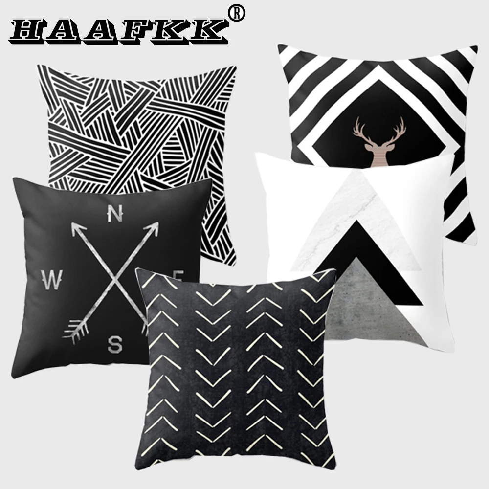 Наволочка в черно белую полоску с геометрическим рисунком наволочка из
