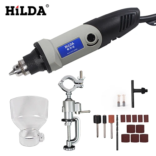 with 14pcs H 400 Вт мини шлифовальный станок, Мини электрическая дрель с 6 позициями с переменной скоростью для вращающихся инструментов Dremel - Цвет: with 14pcs H