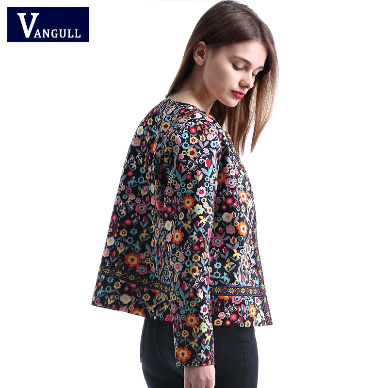 Vangull новая весенняя куртка с цветочным принтом, осенняя Базовая куртка для женщин, многоцветные элегантные куртки и пальто для женщин