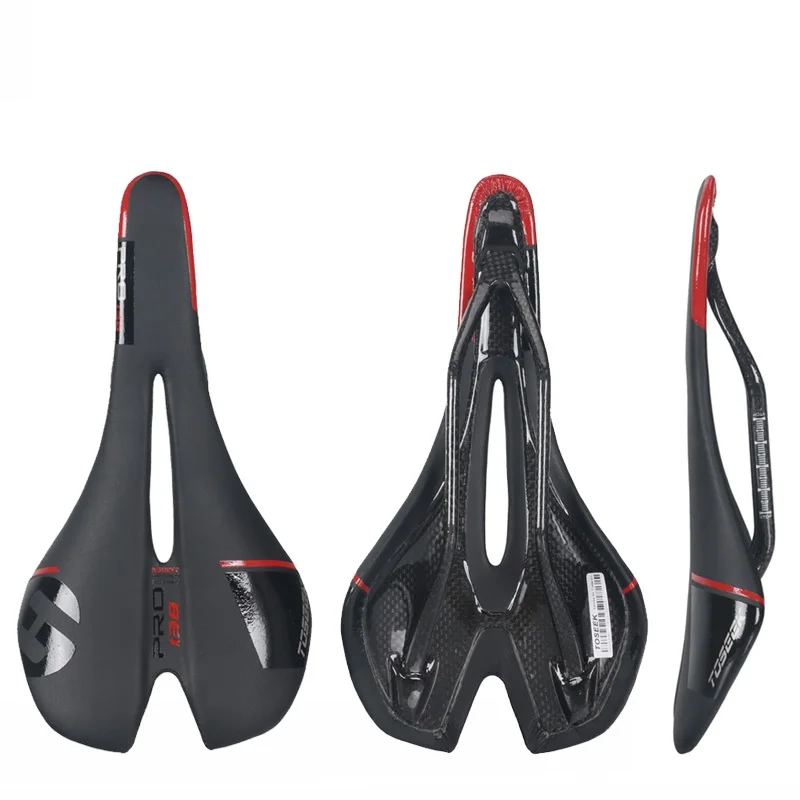 black TOSEEK легкий 124 г полный углеродного волокна MTB дорожный велосипед седло Подушка велосипедное седло Длина: 278 мм, ширина: 138 мм - Цвет: black