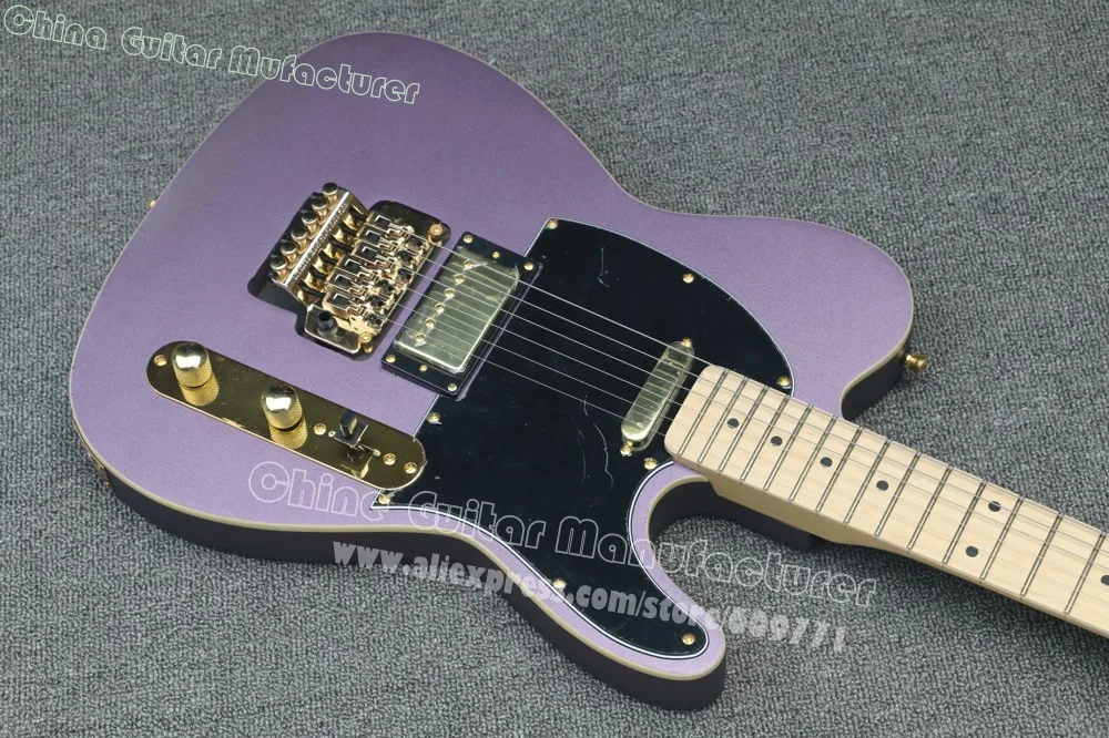 Высокое качество на заказ матовая фиолетовая Tele электрогитара двойная tremolo