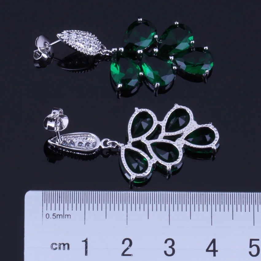 Фото Romantic Big Green Cubic Zirconia White CZ Silver Plated Drop Dangle Earrings V0340 Украшения и аксессуары Romantic Big Green Cubic Zirconia White CZ Silver Plated Drop Dangle Earrings V0340 Украшения и аксессуары