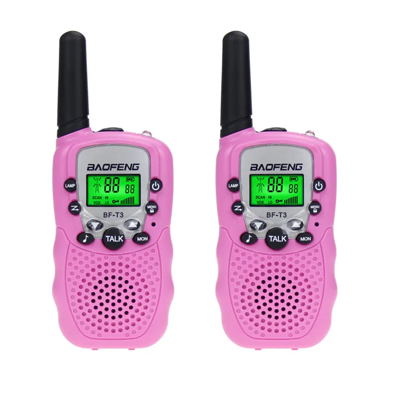 Pink 2 предмета Baofeng BF-T3 иди и болтай Walkie Talkie мини Портативный детские игрушки двухстороннее радио УВЧ 462-467 МГц 8 канальный ручной Woki Токи - Цвет: Pink