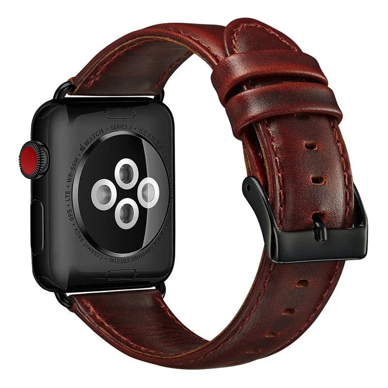 Ремешок из натуральной кожи для Apple Watch Series 4 браслет Iwatch series 3 2 1 38 мм 40 мужчин и