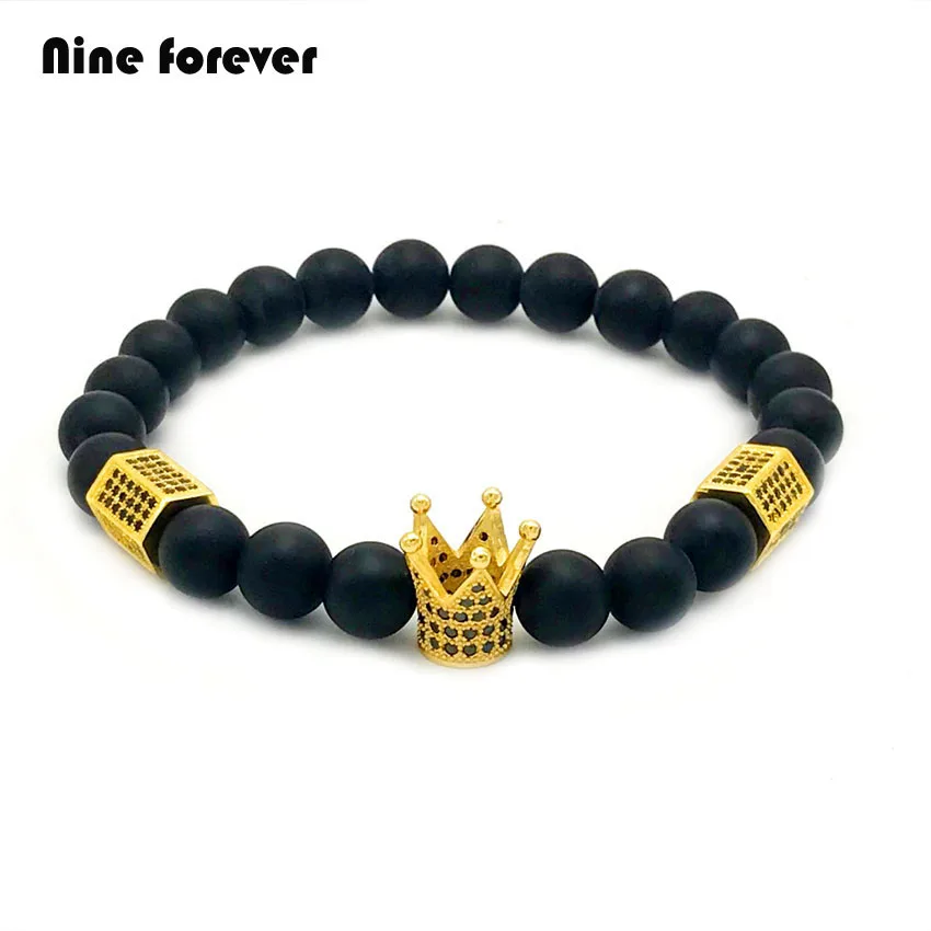 10 шт. Nine forever Модные мужские и женские ювелирные изделия Матовый Черный Оникс