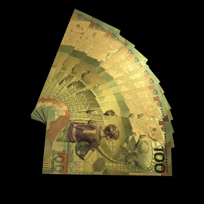1 шт Цвет Россия 100 рубля мир ноги мяч Кубок футбол Золотая фольга памятная Примечание Подарочная коллекция home decro