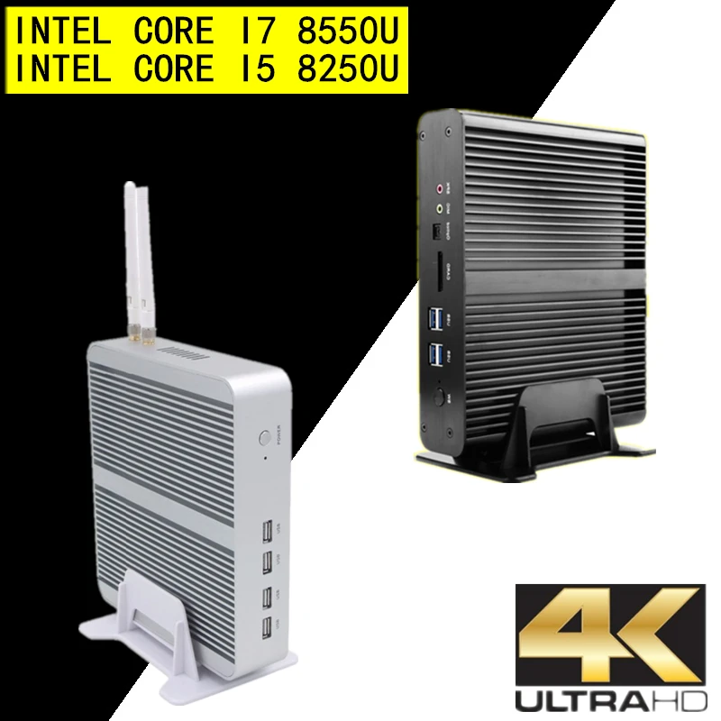 Eglobal Мини компьютер без вентиляторов i7 8550U/7560U i5 8250U/7260U 2* DDR4 Msata+ M.2 SSD микро ПК Win10 Pro Скелет аудиовидеоцентра Nuc VGA HDMI