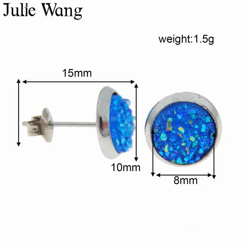 Julie Wang 1 пара полимерные круглые кабошоны 8 мм Разноцветные серьги-гвоздики