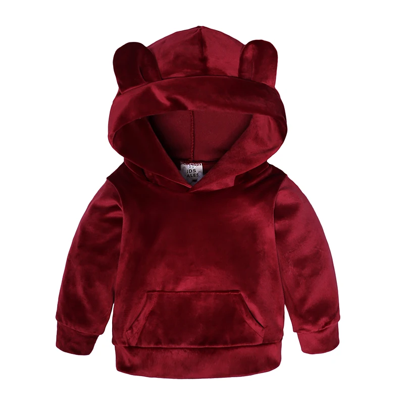 DB481Children Clothing Boys Set Fall Winter Kids Baby Clothes Sets Bear Ears Long Sleeve Silver Fox Villus Boy Girl Sport Suits | Мать и
