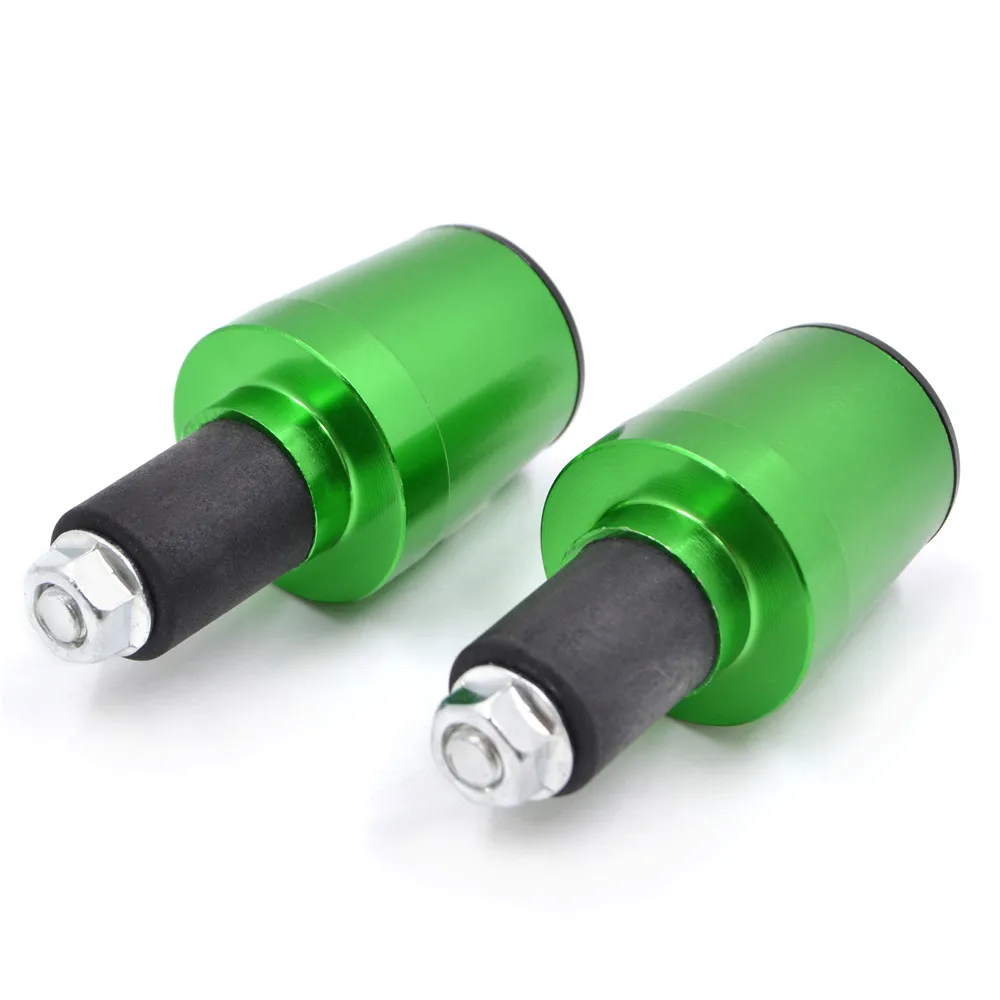 Green Grip End Концы Руля Мотоцикла 22 мм Антивибрационная балансировочная Крышка для мотокросса с ЧПУ руль для Honda CBR 600 600RR 1000RR - Цвет: Green Grip End
