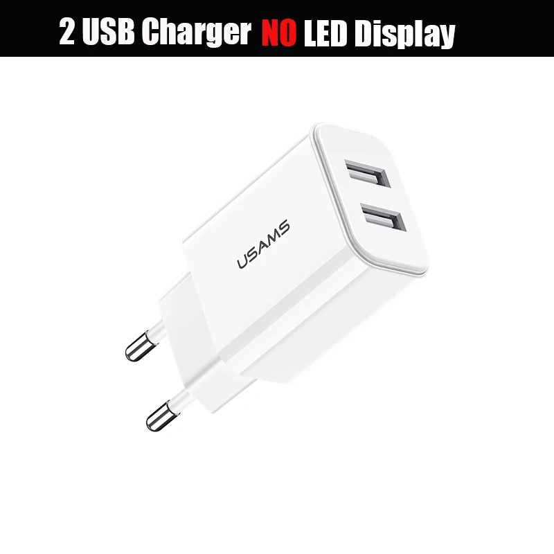 2 USB NO LED Type 1 USAMS 1USB 2USB 3USB зарядное устройство для телефона с европейской вилкой светодиодный дисплей 3.4A Быстрая зарядка мобильное настенное зарядное устройство для iPhone iPad Samsung адаптер - Тип штекера: 2 USB NO LED Type 1
