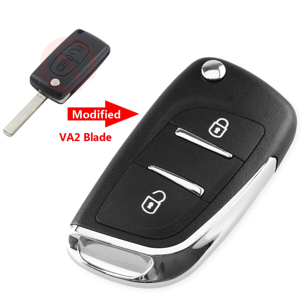 2 Buttons KEYYOU VA2/HU83 лезвие модифицированный 2/3BTN складной пульт дистанционного управления автомобиля корпус ключа для Peugeot 107 206 207 307 308 407 308 607 брелок CE0536 - Количество кнопок: 2 Buttons