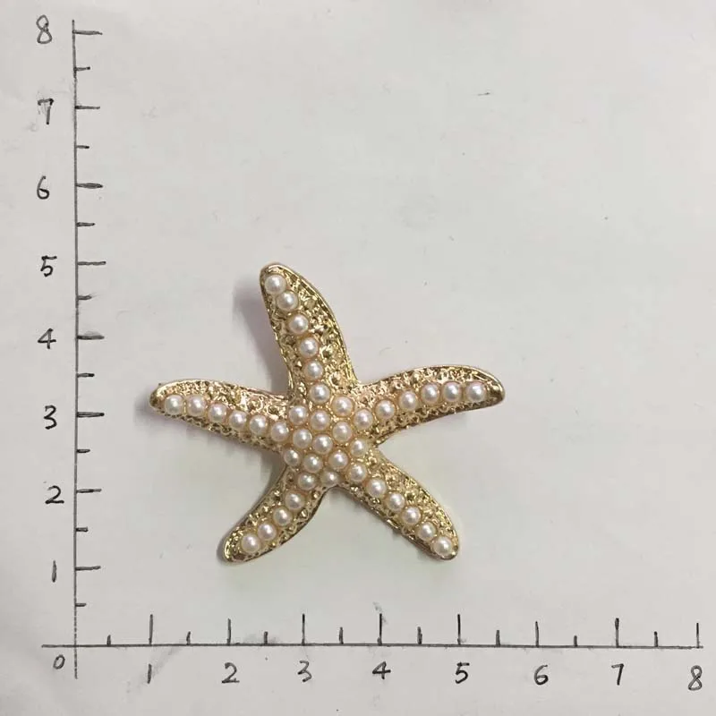 5 шт./лот 44x39 мм подвеска в виде Золотой морской звезды с жемчужной оправой для
