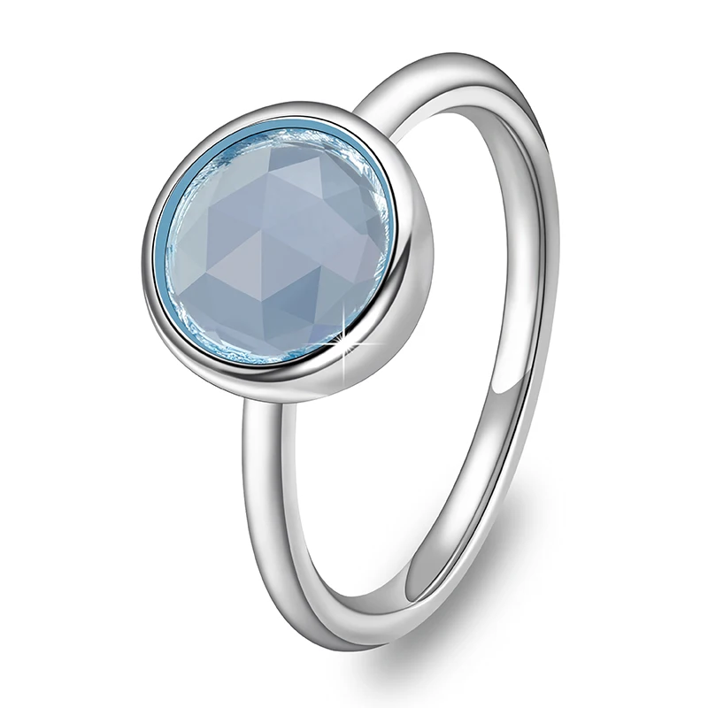 New Arrivals Silver Ring Holes Round Big Rhombohedron Crystal Exquisite Gift For Women Girls Fashion Jewelry Accessories | Украшения и