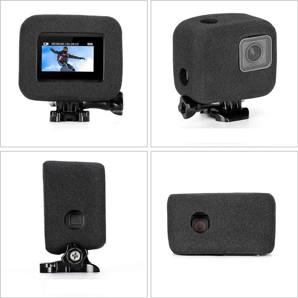Пена лобовое стекло Корпус чехол для GoPro Hero 5/6/7 черный Камера губка для защиты от ветра Кепки ветер Шум сокращения