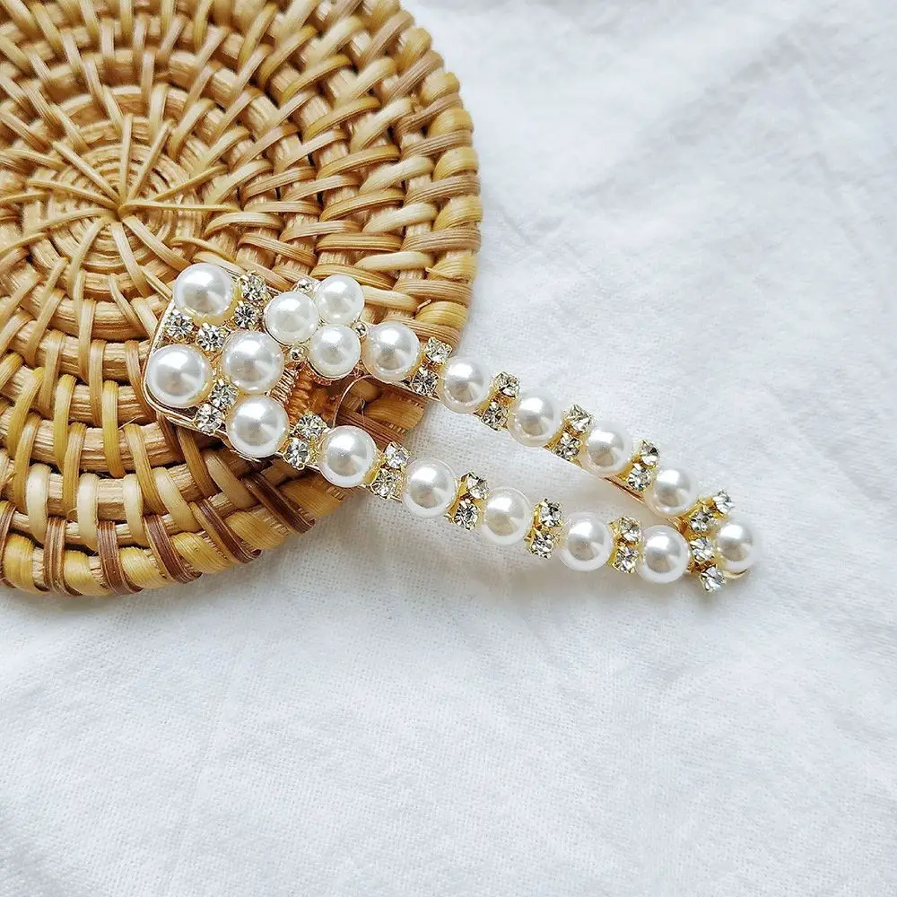 

1 PC Fashion Imitation Pearl Hair Clip Snap Barrette Stick Hairpin Hair Styling Accessories for Women Girls drop shipping