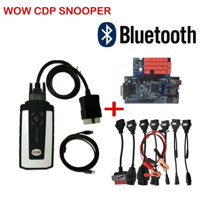 With bluetooth Лучший релейный Бесплатный брелок WOW SNOOPER с Bluetooth wurth v5.008 R2 vd tcs cdp pro plus для автомобилей и грузовиков - Цвет: With bluetooth