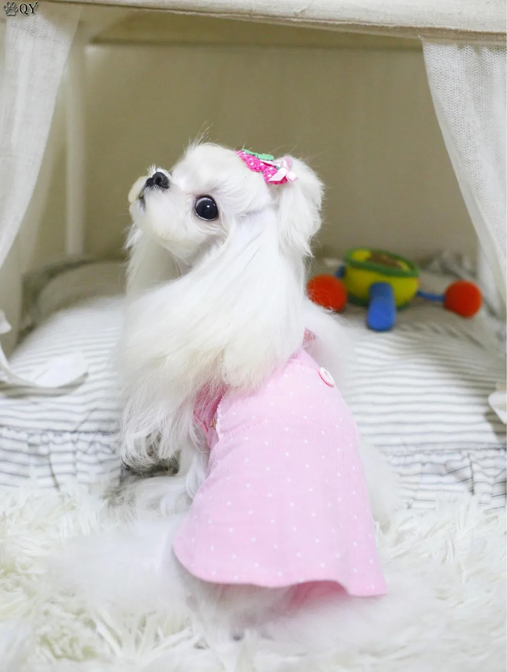 Хлопковое платье в горошек с воротником для питомца щенка кошки собаки одежда