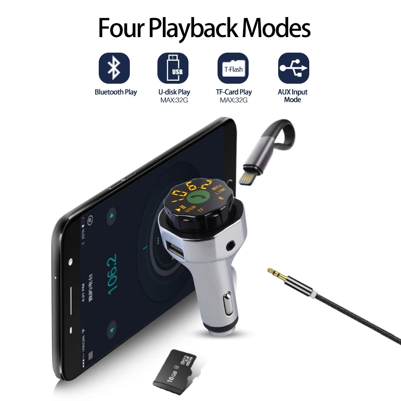 Беспроводной Bluetooth fm-передатчик MP3 плеер Автомобильный комплект FM модулятор Поддержка Dual USB TF u-диск Hands-free вызов быстрое зарядное устройство