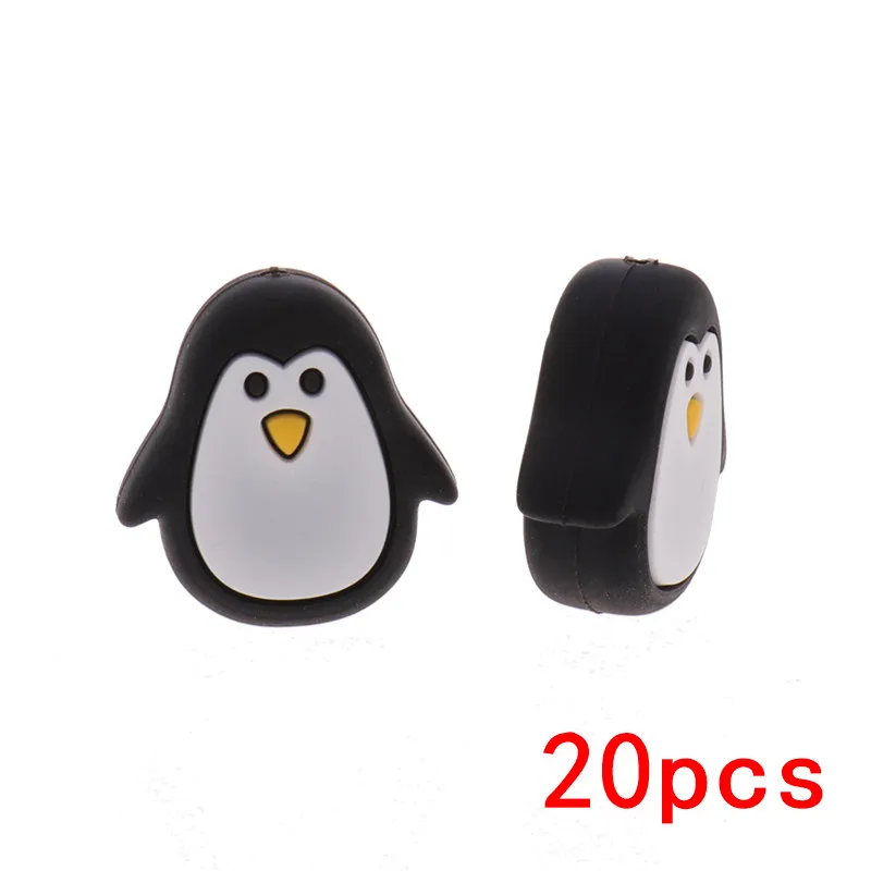 Penguin-Black 20 шт силиконовый Прорезыватель для зубов в форме единорога из бисера, животное, Bpa бесплатно, Детские Прорезыватели, ожерелье, сделай сам, ювелирное изделие, Детская соска, цепь, игрушка для душа, коала, лиса - Цвет: Penguin-Black