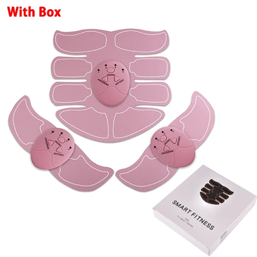 Set Pink Plus EMS, Электрический тренажер для мышц, стимулятор мышц живота, потеря веса, коррекция фигуры, тренажер, интенсивный массажер - Цвет: Set Pink Plus