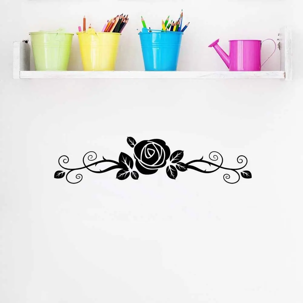 Decor Flower Vinyl Wall Stickers Fashion Living Room Decoration PVC Waterproof Romantic Black Rose DIY Home Mural SA118 | Дом и сад