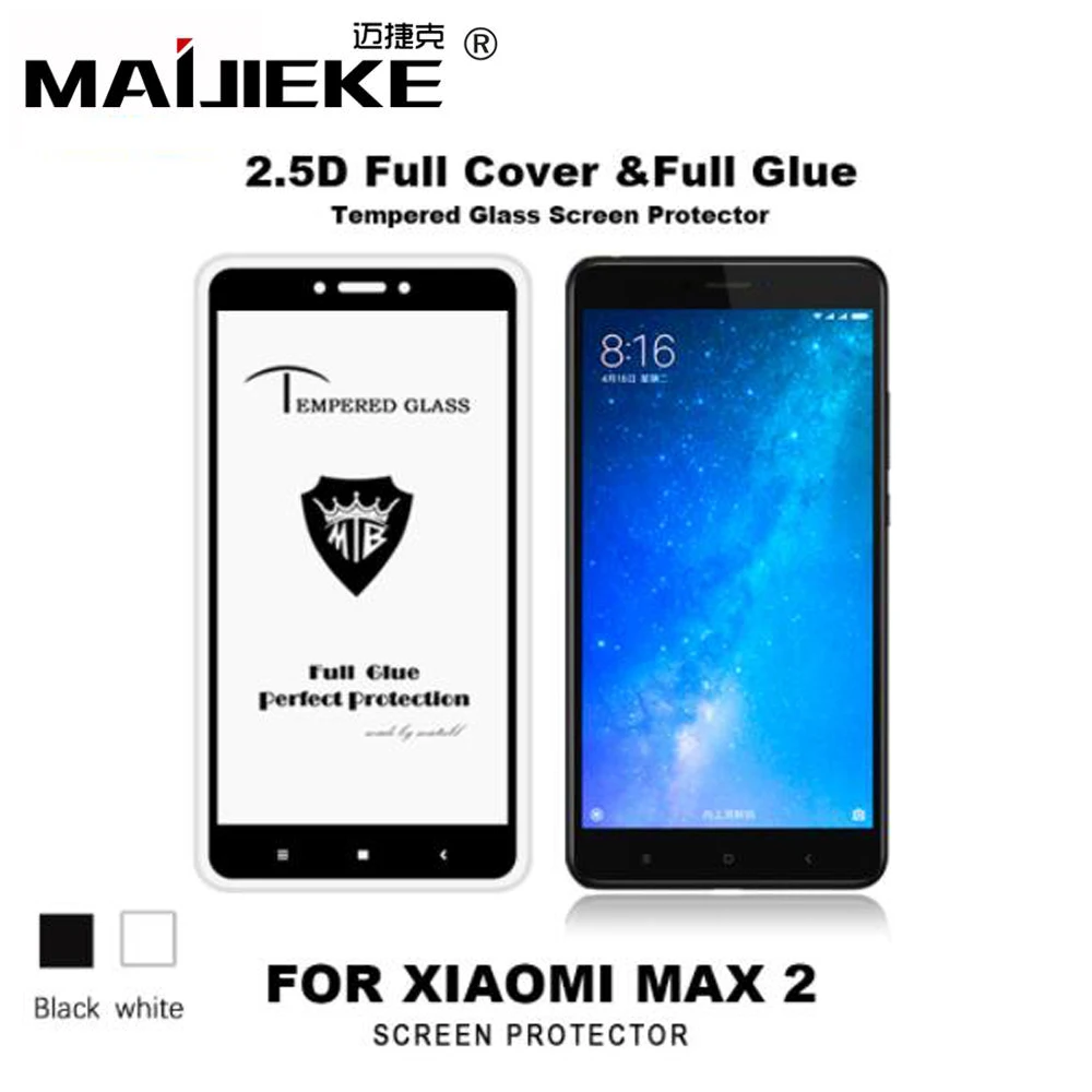 

MAIJIEKE 2.5D Full Glue For Xiaomi Mi Max 2 Mi Mix 3 2 2s Full Coverage Tempered Glass For Xiaomi Mi Max Screen Protector