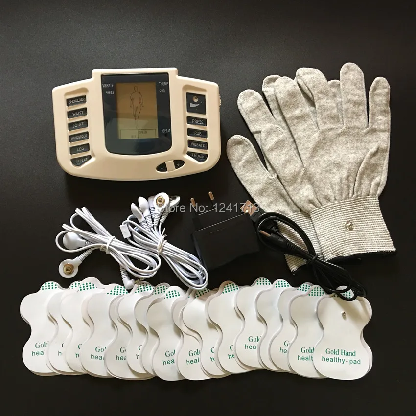 

JR309 Health Care Electrical Muscle Stimulator Massage Tens Acupuncture Therapy Machine Slimming Body Massager 16pcs pads+gloves