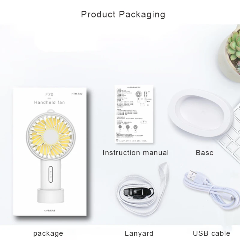 Ручной базовый заряжаемый вентилятор 3 регулировки передач с шнурком воздушного