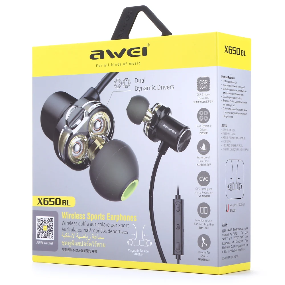 AWEI X650BL Беспроводной наушники гарнитура Bluetooth шейным Динамик шлем для телефонов