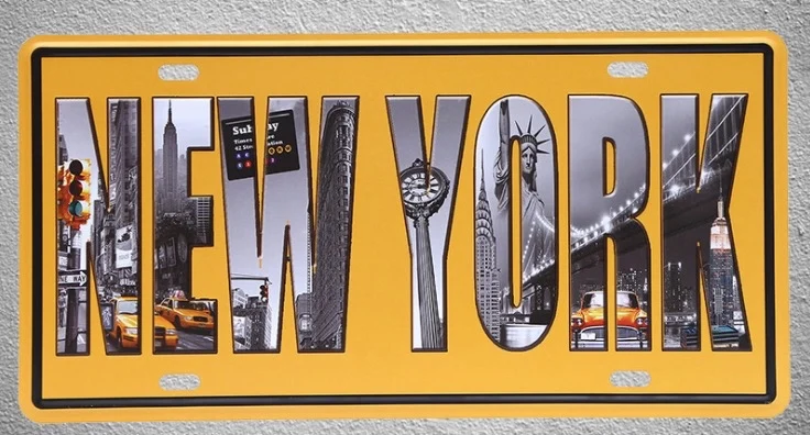 

1 pc New York USA America yellow taxi subway Tin Plates Signs wall man cave Decoration Metal Art Vintage Poster