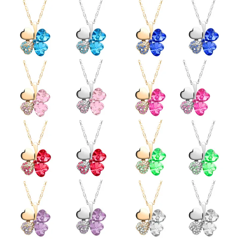 австрийский хрусталь счастливый Клевер Ожерелье для леди лучшие продажи Золото