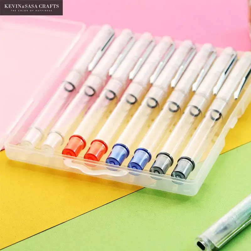 Прозрачная перьевая ручка 8 цветов подарочная упаковка школьные принадлежности 0