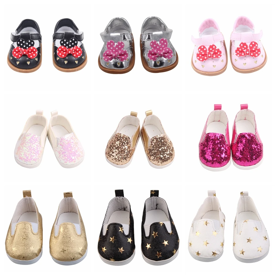 

Fashion Baby New Born Doll Shoes Cat Bowknot Style Shoes Leather Shoes Fits 43 cm Dolls and 18" American Girl