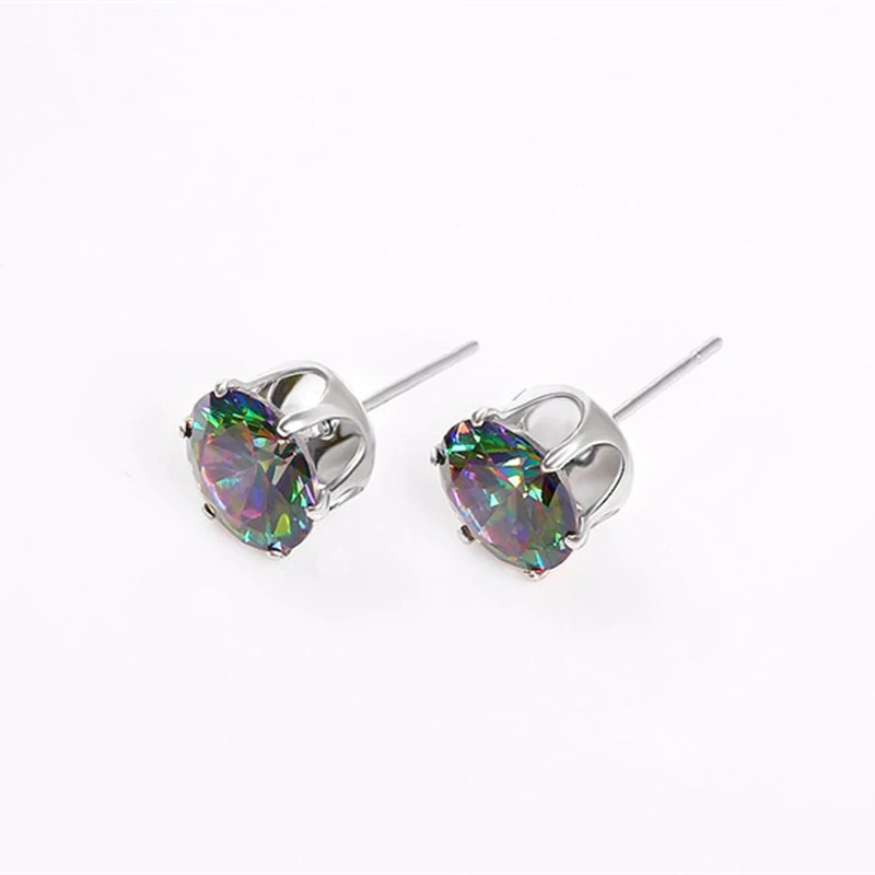 Женские серьги гвоздики с фианитом 8/10 мм|stud earrings|zircon stud earringsstud earrings for women |