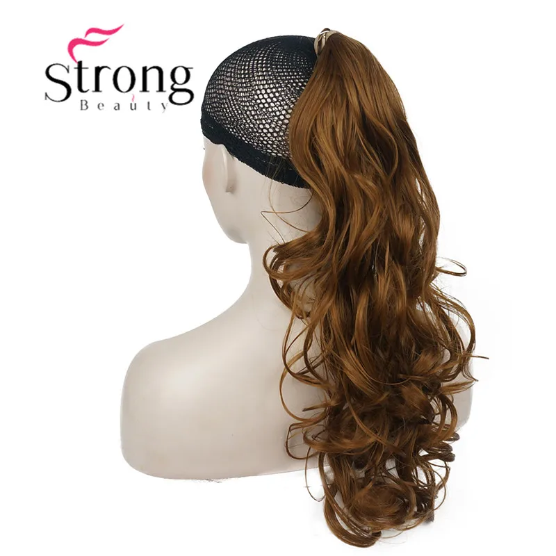 StrongBeauty 2" волнистая Накладка для волос для женщин премиум синтетического волокна 120 г-130 г завязывается заколка для хвоста в наращивание волос