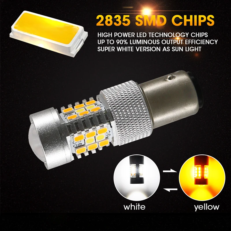 hlxg 2pcs P21/5W BAY15D LED 1157 Dual-Color Switchback Bulbs reverse light brake bulb Stop Light Turn Signal | Автомобили и